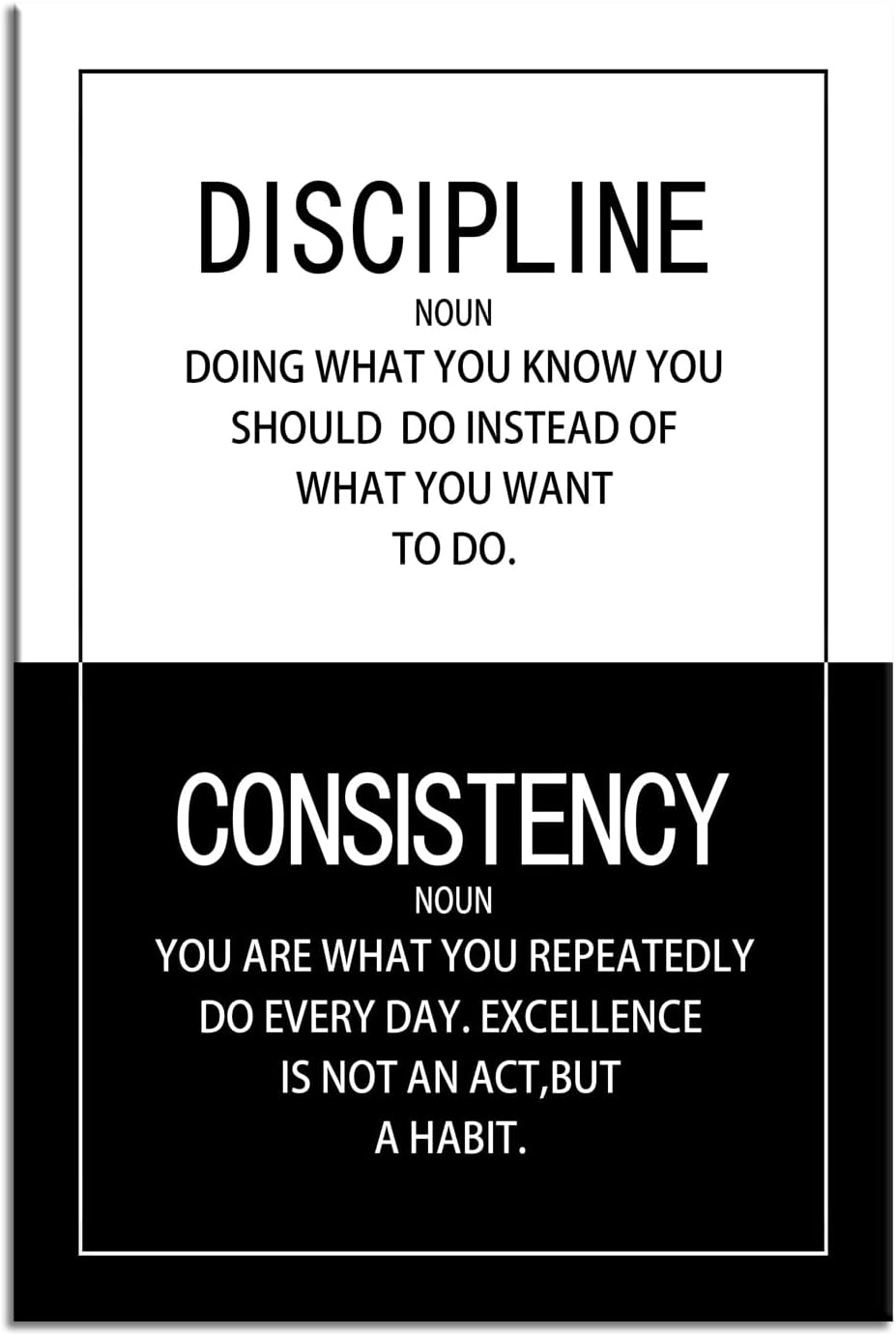 WYJDFART Inspirational Wall Art Discipline Consistency Noun Motivational Posters Picture Prints Canvas Modern Home Decor Painting Artwork for Office Stretched and Framed Ready to Hang [12''W x 18''H]