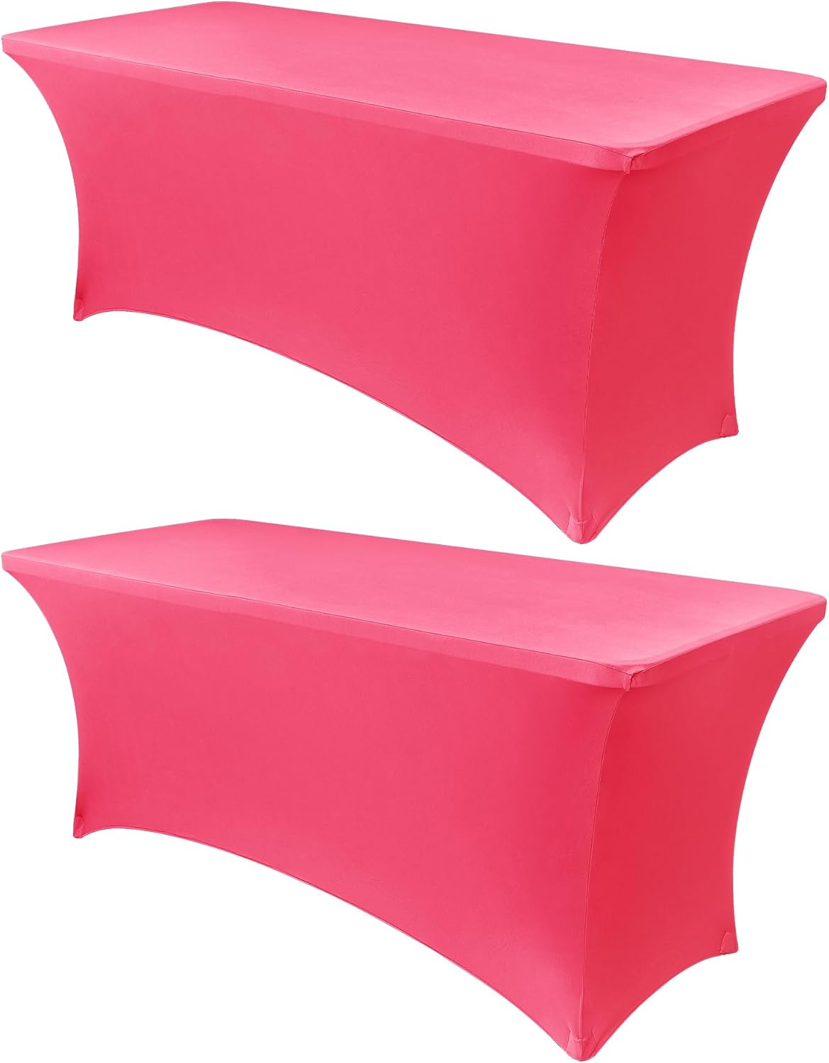 Obstal 6ft Stretch Spandex Table Cover for Standard Folding Tables - Universal Rectangular Fitted Tablecloth Protector for Wedding, Banquet and Party, 72L x 30W x 30H Inches, Magenta Red, 2pc