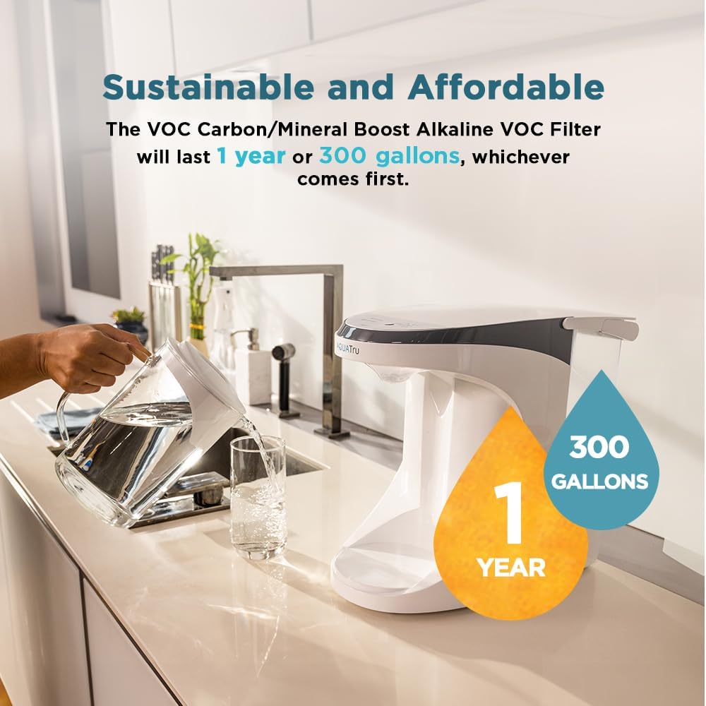 AquaTru Carafe Smart Alkaline | Countertop Water Purifier for PFAS and Other Contaminants with Exclusive 4-Stage Ultra Reverse Osmosis Technology (No Plumbing or Installation Required) | BPA Free