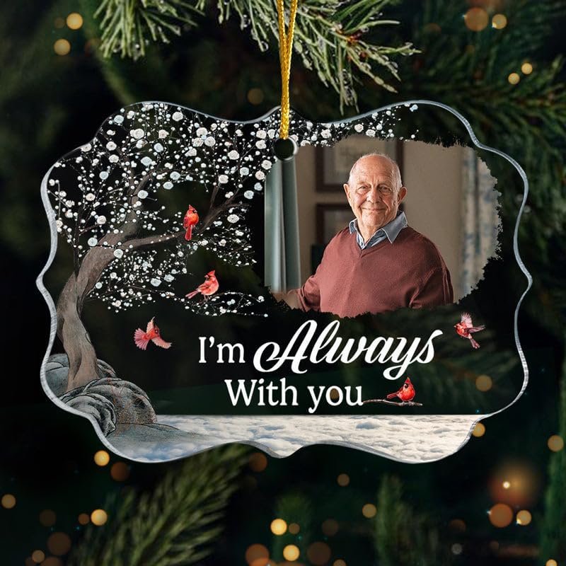 Pawfect House Custom Photo Acrylic Ornament, Personalized Christmas Sympathy Memorial Gift for Loss of Mom, Dad, I'm Wherever You Go, Bereavement Gifts for Loss of Father, Christmas Tree Ornaments