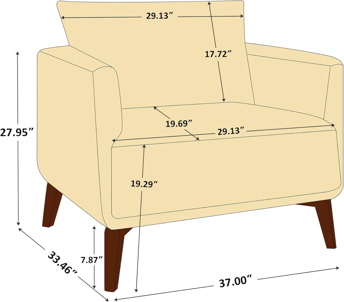 Oversized Accent Chair Modern Boucle Armchair for Living Room- 37" Wide Accent Chair with Solid Wood Legs, Dark Gray Upholstered Lounge Chair for Bedroom & Office, Cozy Reading Chair (Easy Assembly)