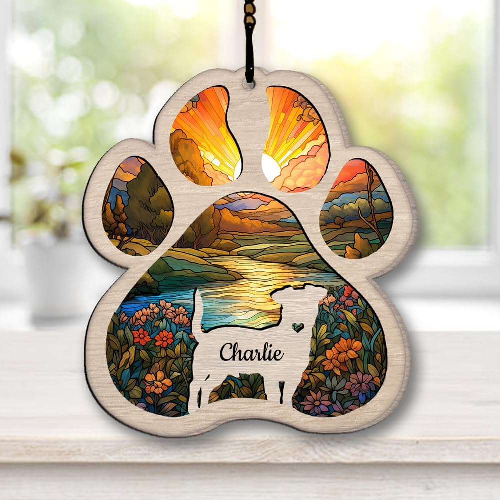 IZI POD Personalized Shar Pei Suncatcher Dog Memorial Gifts, Custom Shar Pei Ornament Christmas Tree, Pet Remembrance Gift, Loss of Dog Sympathy Gift, Pets Memorial Ornament, Pet Loss Suncatcher