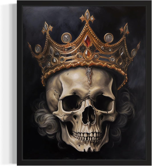 Skull Queen Poster Art Print, Halloween Scary Vintage Wall Art Academia Spooky Painting Decoration for Horror Prints, Gothic Posters Bedroom Decor 89 (Skull Queen, 8 x 10 inches, Black Frame)