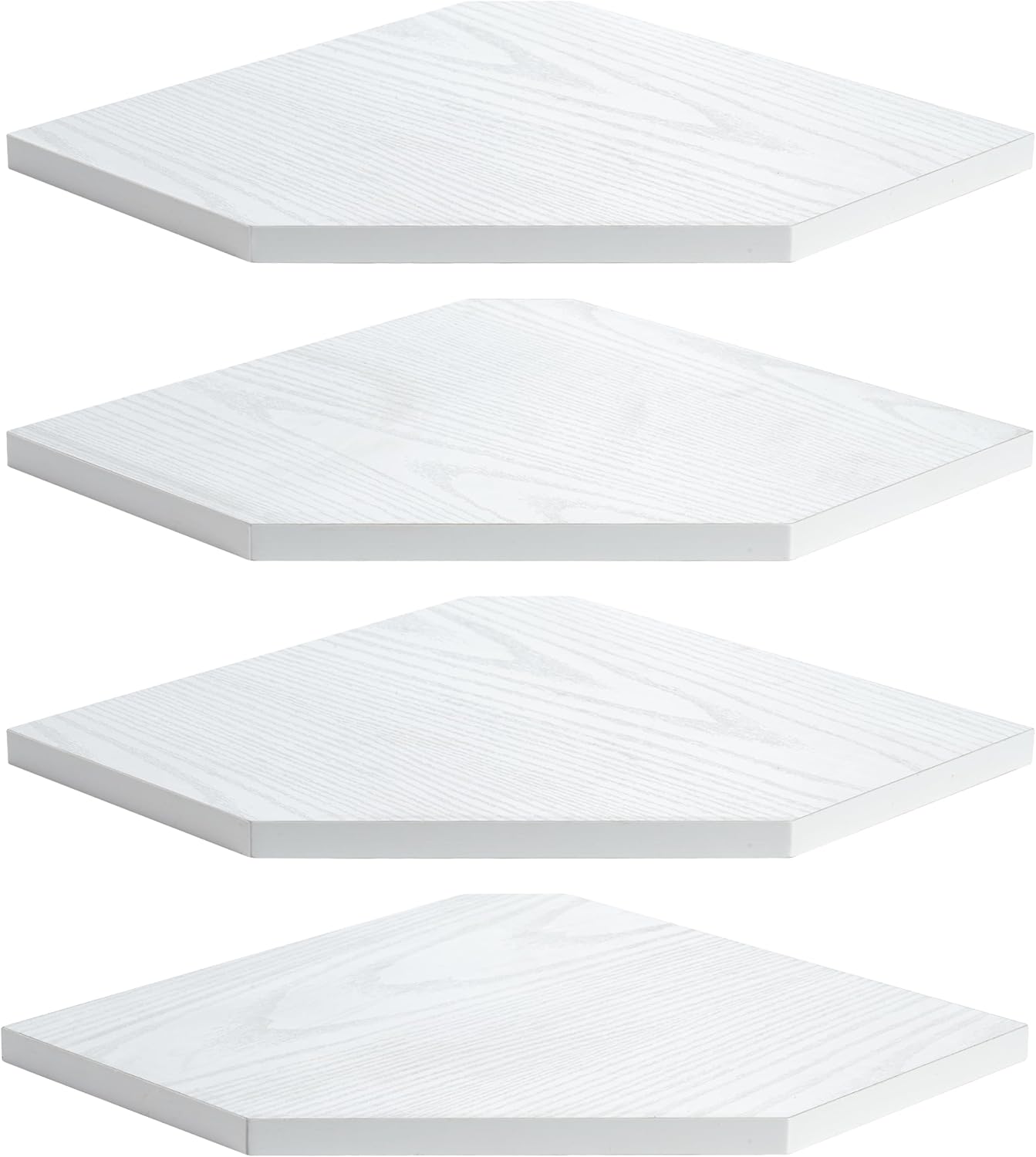 Corner Shelf Wall Mount, Floating Corner Shelves, Set of 4 Corner Wall Shelf Organizer, Rustic Wood Wall Storage Display Shelves for Living Room Bedroom Bathroom Kitchen, Rustic White