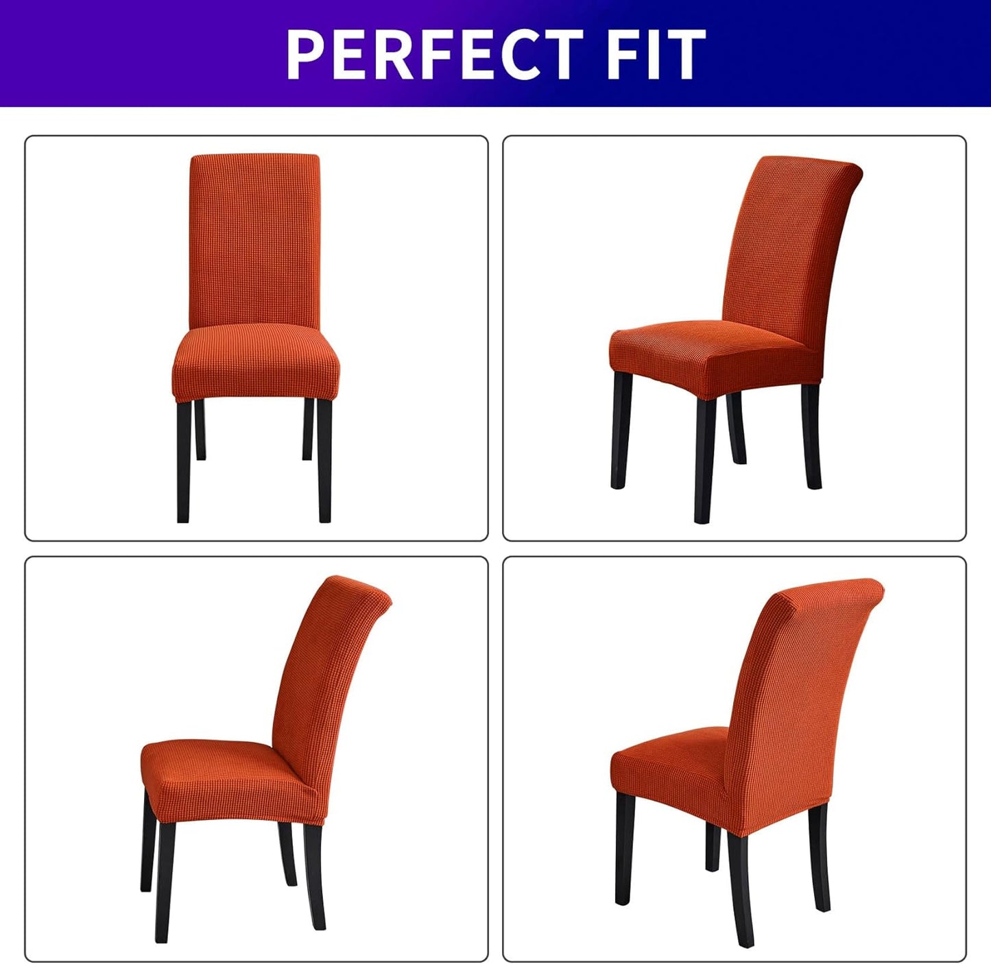 Howhic Stretch Chair Covers for Dining Room Set of 4, Removable Washable Dining Room Chair Covers, Dining Chair Slipcovers Seat Protector, Great for Home and Banquet Decor (Pureed Pumpkin, 4 Pack)