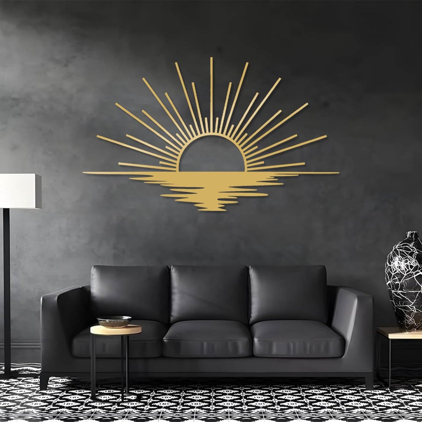 Sunrise Metal Wall Art, Metal Sun Wall Decor, Sun Outdoor Wall Art, Abstract Sunrise Wall Decor, Boho Home Hanging, Living Room Wall Hanging (Silver, 41"x25"/105x63cm)