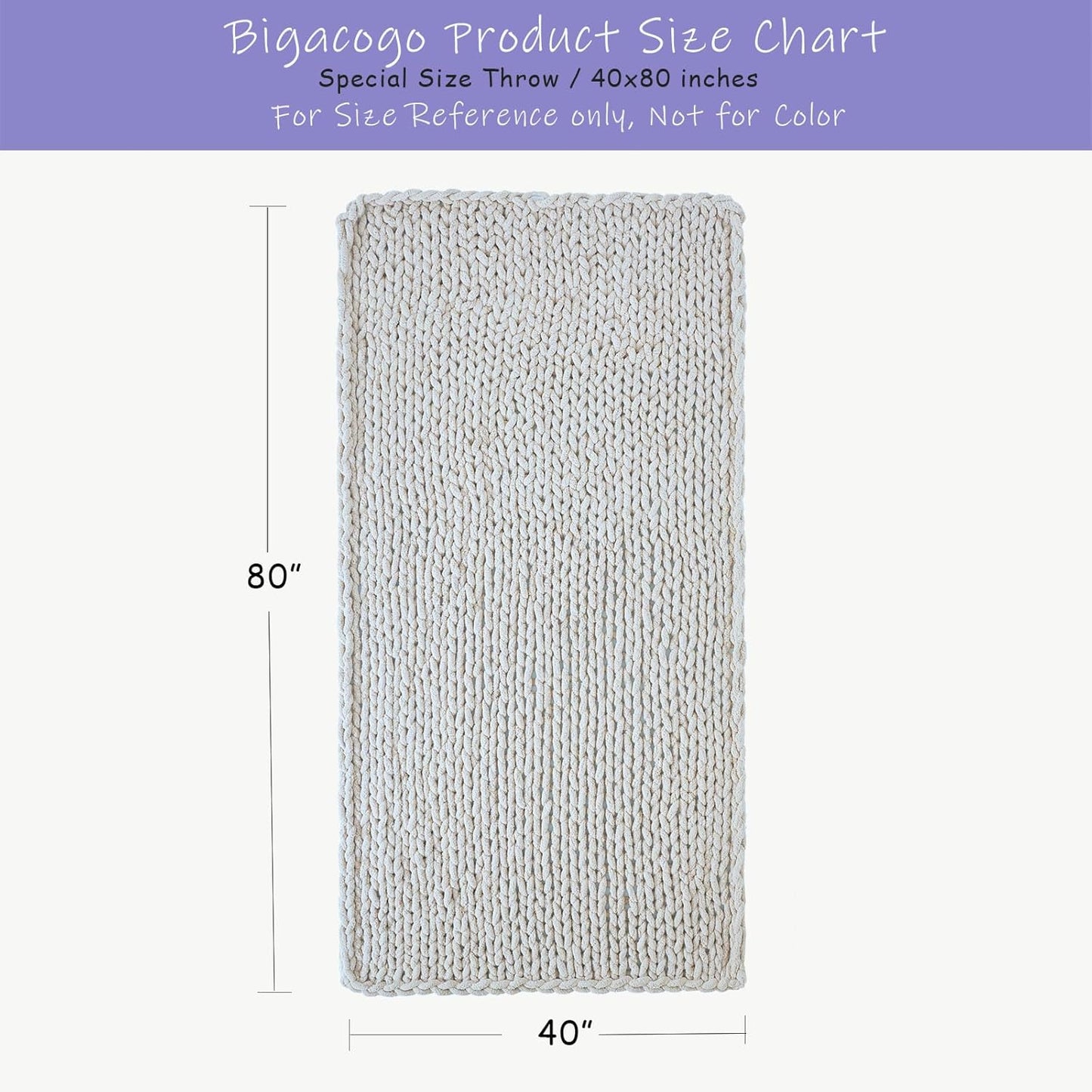 Bigacogo Chunky Knit Throw Blanket for Couch, 40x80 inches, 100% Hand Knitted with Thick Jumbo Chenille Yarn, Cozy Soft Large Rope Knot Cable Crochet Blankets for Sofa Bed Living Room, Rose Tan