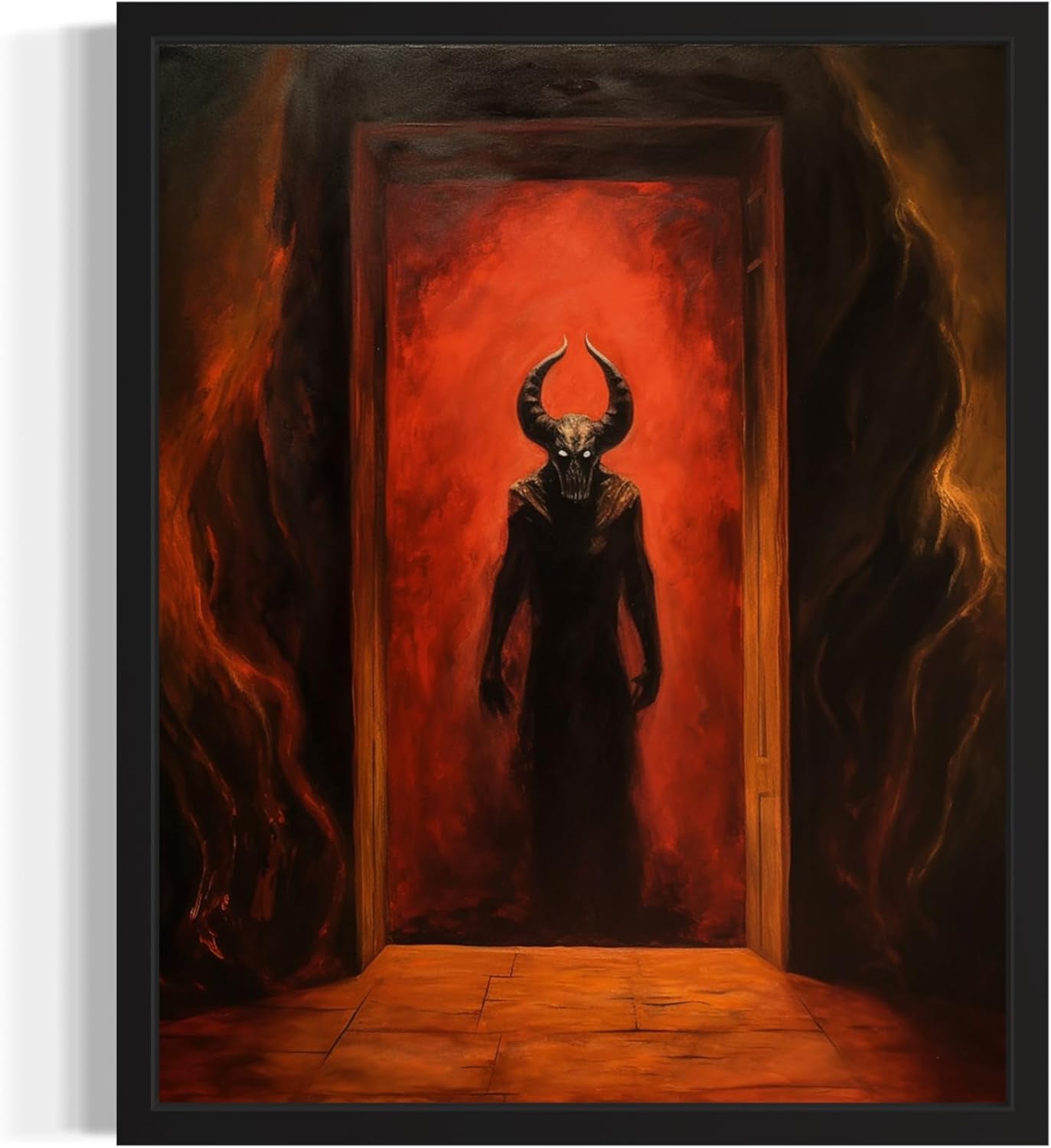 Satan and Hell Poster Art Print, Halloween Scary Vintage Wall Art Academia Spooky Painting Decoration for Horror Prints, Gothic Posters Bedroom Decor 89 (Satan and Hell, 16 x 20 inches, Unframed)