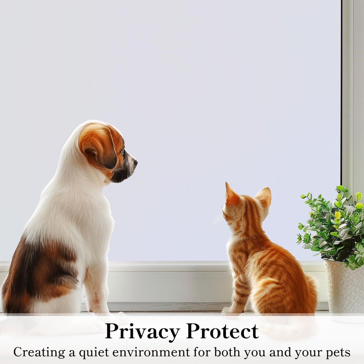DUOFIRE Privacy Window Film Frosted Glass Film Matte White Static Cling Glass Film No Glue Anti-UV Window Sticker Non Adhesive for Privacy Office Meeting Room Bathroom Living Room DS001W 17.4x78.7in