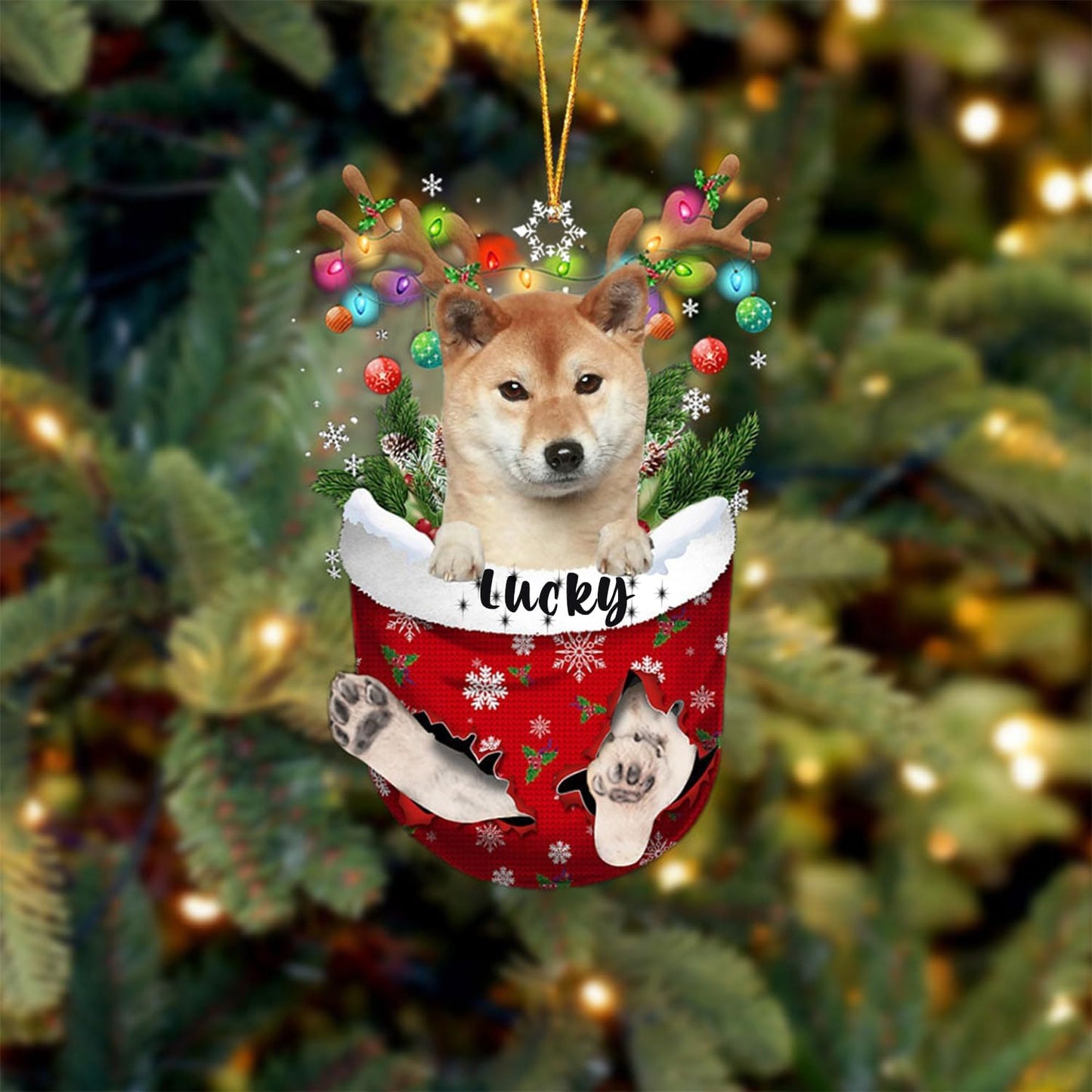 Shiba Inu 1 Dog Christmas Ornament, Shiba Inu 1 in Snow Pocket Christmas Tree Ornament, Dog Lovers Gift Idea Xmas Decor, Christmas Decorations for Tree, Christmas Ornament Gift for Dog Lovers