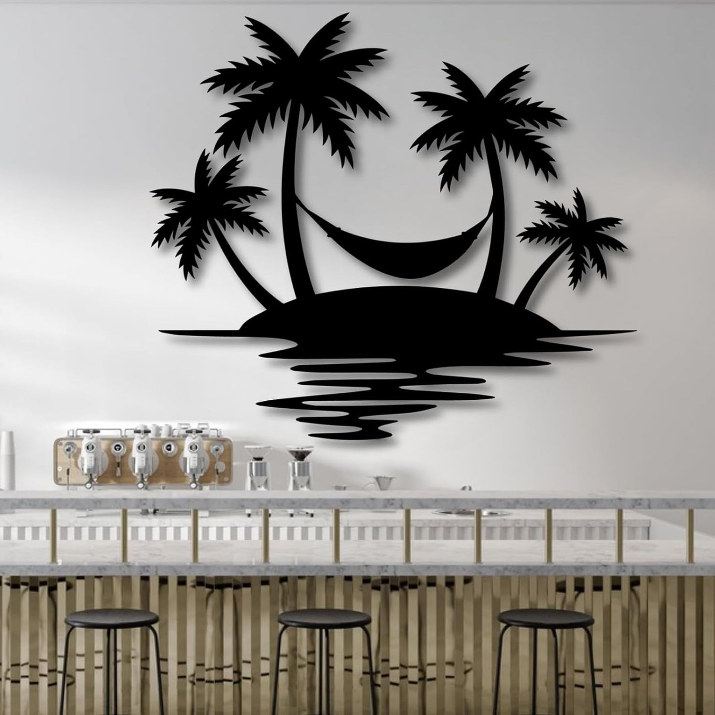 Palm Tree Metal Wall Decor,Palm Tree Outdoor Wall Art,Tropical Palm Tree Wall Decorations for Living Room,Outdoor Wall Decorations for House(35"×31",White)