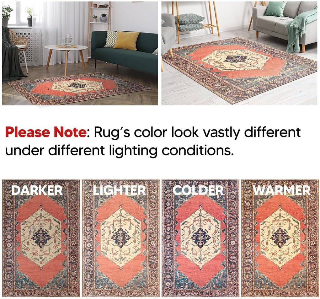 Keen Home Design 2x10 Rug - Machine Washable Runner with Non-Slip Backing, Ideal for Hallway, Entryway, Kitchen, Laundry Room - Vintage, Easy Clean, Durable, Low Pile Rug - (2'6" x 10')