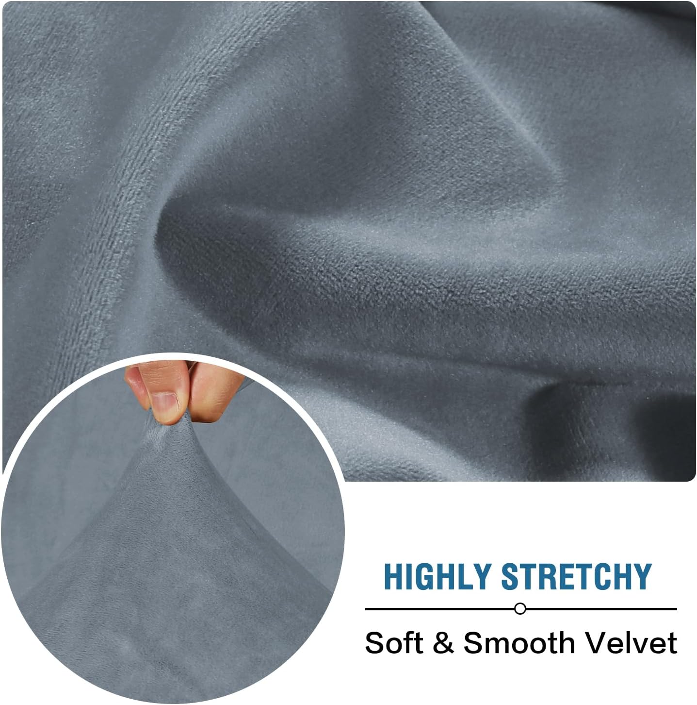 H.VERSAILTEX Velvet Stretch Individual Couch Cushion Cover Plush Cushion Slipcover for Loveseat Sofa Cushion Furniture Protector Seat Cushion Sofa Cover (1 Piece Sofa Cushion Cover, Stone Blue)