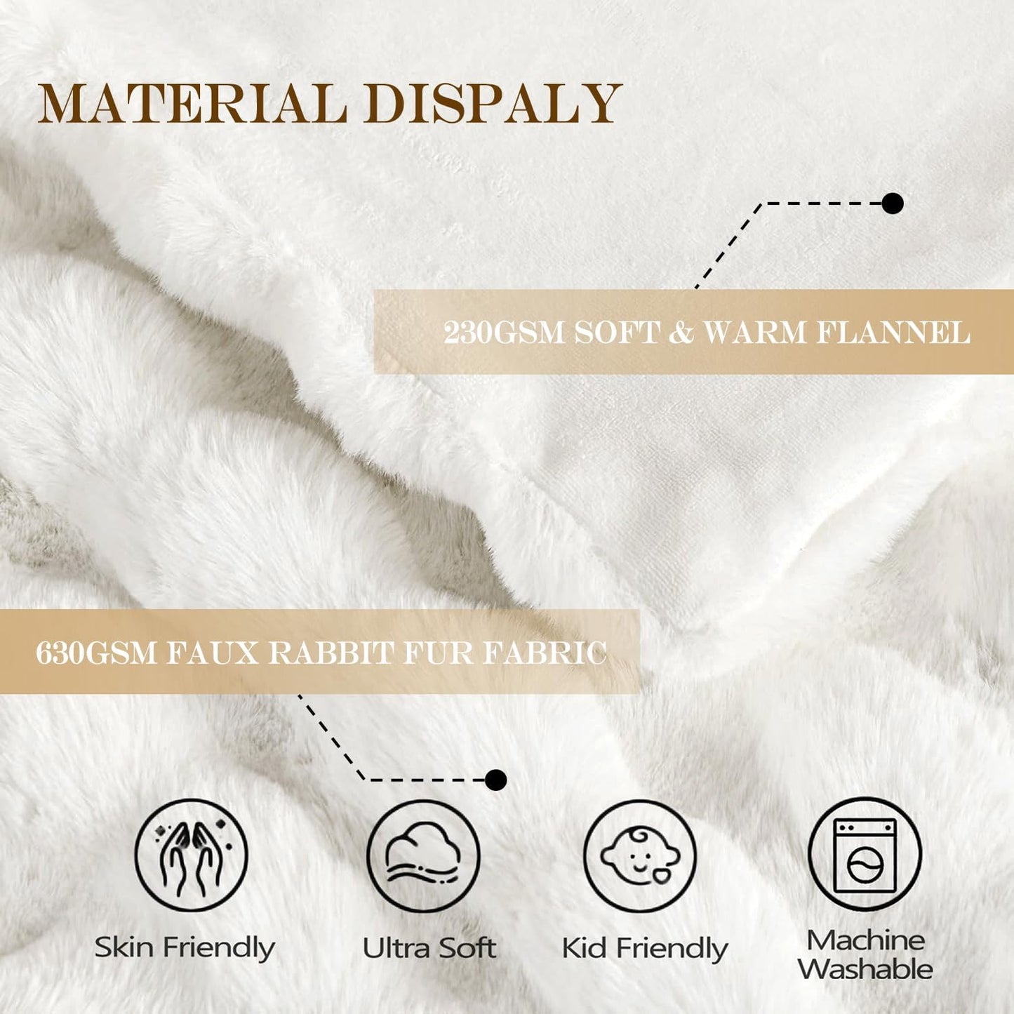Latepis White Faux Fur King Blanket Cozy Bubble Blanket Soft Fuzzy Thick Living Room Blanket for Bed Sofa Bedroom Plush Fluffy Warm Blanket for All Seasons Luxury Throw Blanket 90x108 Inch, 860gsm