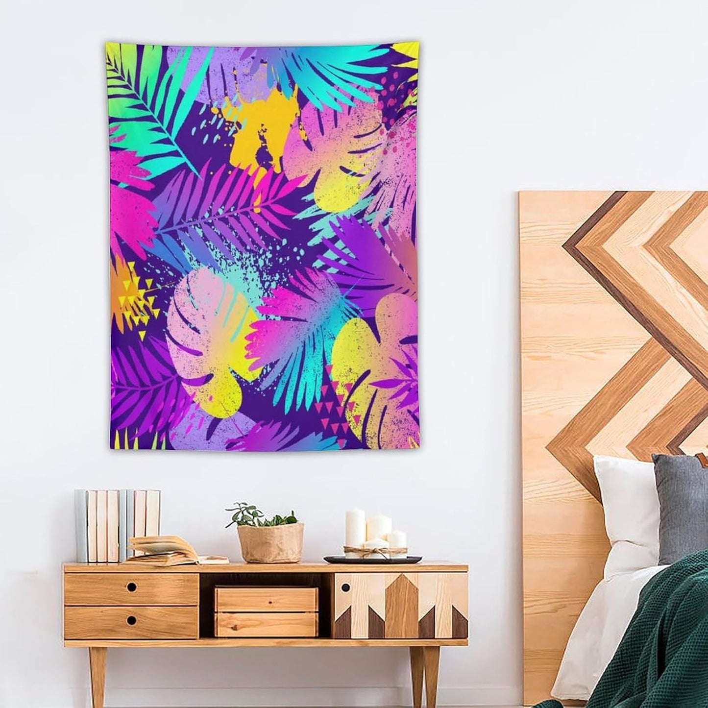 ICMOLYYENLO Palm Leaf Tapestry Wall Hanging, Tropical Leaves Plant Jungle Green Hawaiian Art Home Decor for Guest Bedroom Living Room Dormitory 50x60