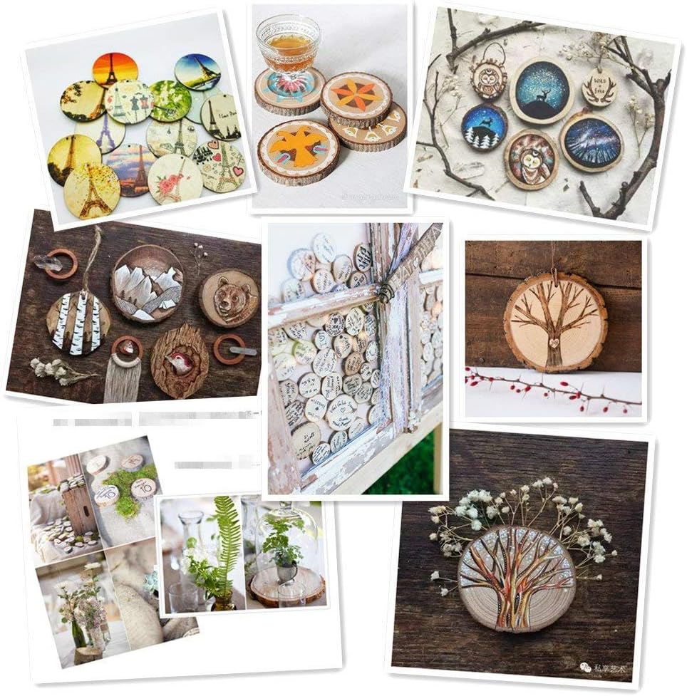 Natural Wood Slices TICIOSH 50 Pcs 2.4-2.8 inches Craft Unfinished Wood kit Predrilled with Hole Wooden Circles for DIY Crafts Wedding Decorations Christmas Ornaments Arts Wood Slices