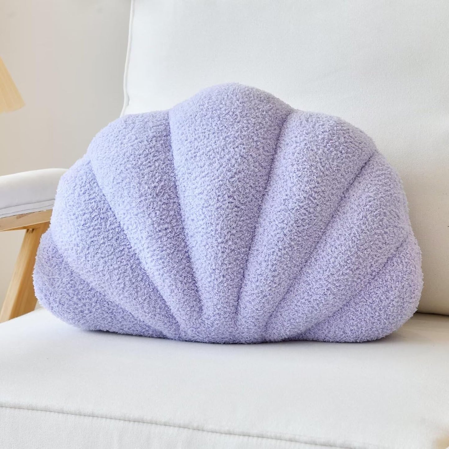 Seashell Throw Pillows, Shell Shaped Throw Pillows, 18 Inch Soft Home Decorative Pillow Plush Cushion for Bed Couch Living Sofa Room Decor Accent Throw Pillow (Lavender 18Inch)