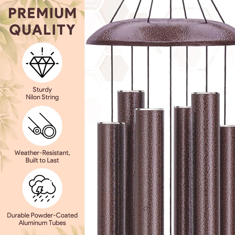 Personalized Memorial Wind Chime, Sympathy Wind Chimes for Loss of Loved One, Bereavement & in Memory Wind Chimes, Sympathy Gifts in Memory of Father, Mother or a Loved One