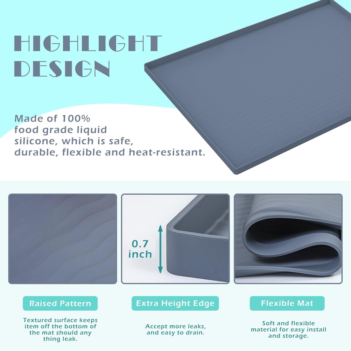 URMONA Waterproof Silicone Under Sink Mat 31'' x 22'' Shelf Liner for Kitchen and Bathroom, Cabinet and Counter Protector, Storage and Organizers, Litter Mat, Pet Cat Puppy Essentials(Cream)