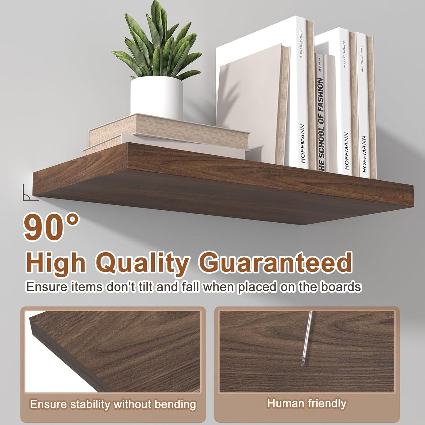 12 Inch Deep Floating Shelves for Wall 3 Pack Floating Shelves Large Storage Space Wall Mount Shelf for Living Room Kitchen Bathroom 30" W x 12" D x 1.2" H Rustic Brown