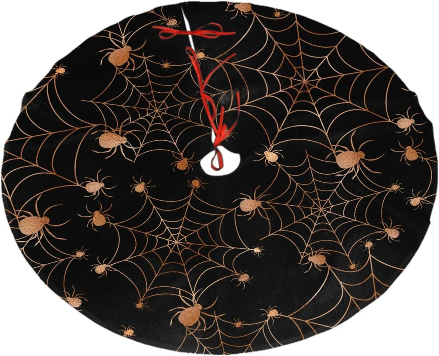 Christmas Tree Skirt,Gold Spider Web Xmas Tree Skirt Rustic Farmhouse Tree Skirt for Christmas Decor Xmas Holiday Home Party Decorations30