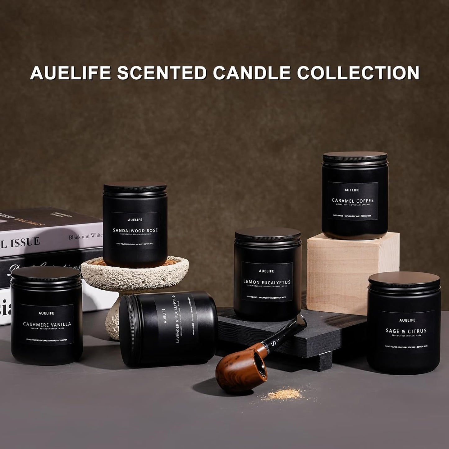 Scented Candles Set | Candle Gifts for Men - Masculine Candle, Soy Candles for Home Scented - 4 Pack Aromatherapy Gift for Dad Fathers Day- Scent of Teakwood & Mahogany/Whiskey Tobacco/Rum & Oak/Cedar