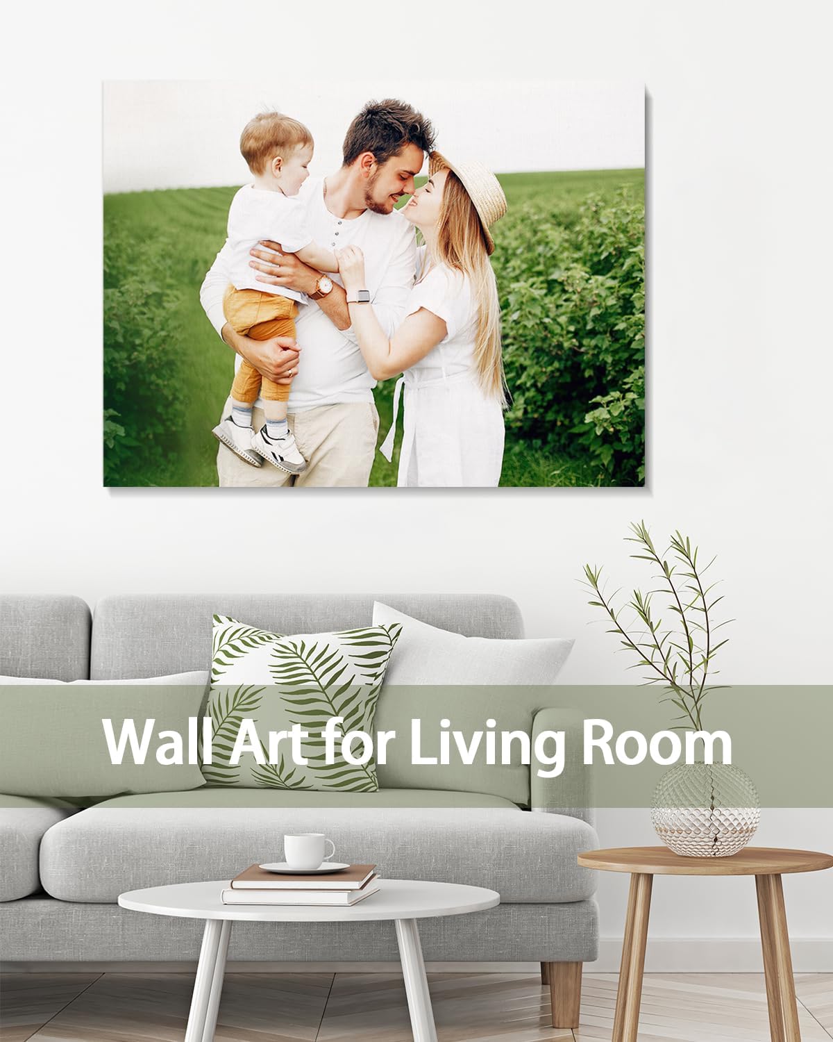 Personalized Custom Canvas Wall Art, Custom Canvas Prints with Your Photos for Living Room, Bedroom, Wedding Pet Baby Family Photo Framed Wall Art, Customized Photo Gift for Family，Friend，Lover，Pet (30L" x 20W")