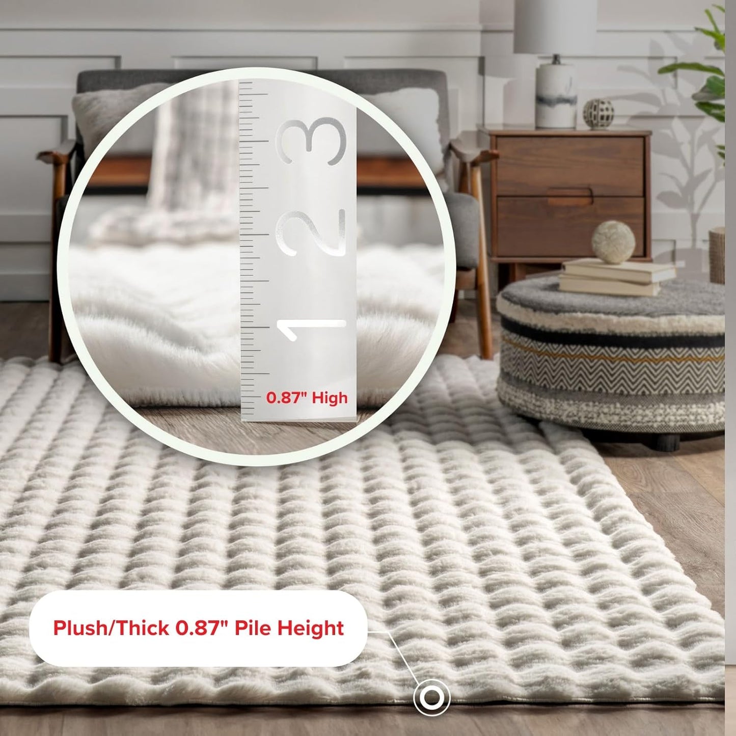 nuLOOM Jeni Solid Faux Rabbit Machine Washable Accent Rug, 2x3, Off-White