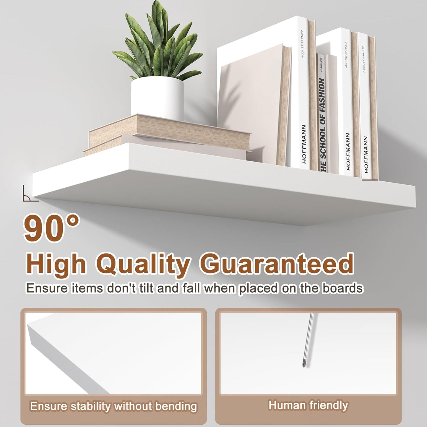 48 Inch Floating Shelf 1 Pack Large Floating Shelves for Wall No Drilling Accessories Included Deep Wall Shelves for Living Room Kitchen Farmhouse 48" W x 12" D x 1.2" White