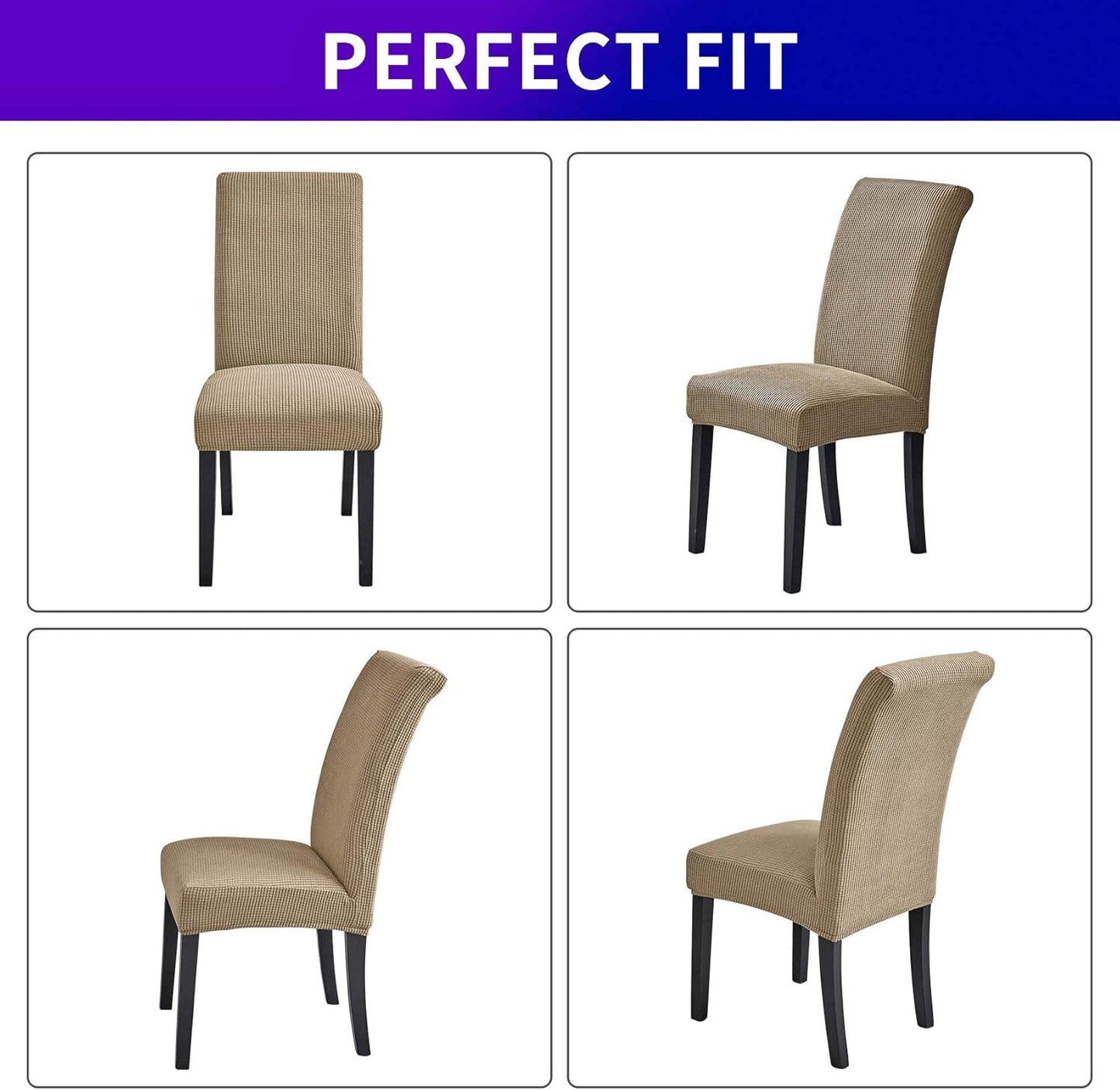 Howhic Stretch Chair Covers for Dining Room Set of 4, Removable Washable Dining Room Chair Covers, Dining Chair Slipcovers Seat Protector, Great Home Decor and Banquet Upholstery (Tan, 4 Pack)