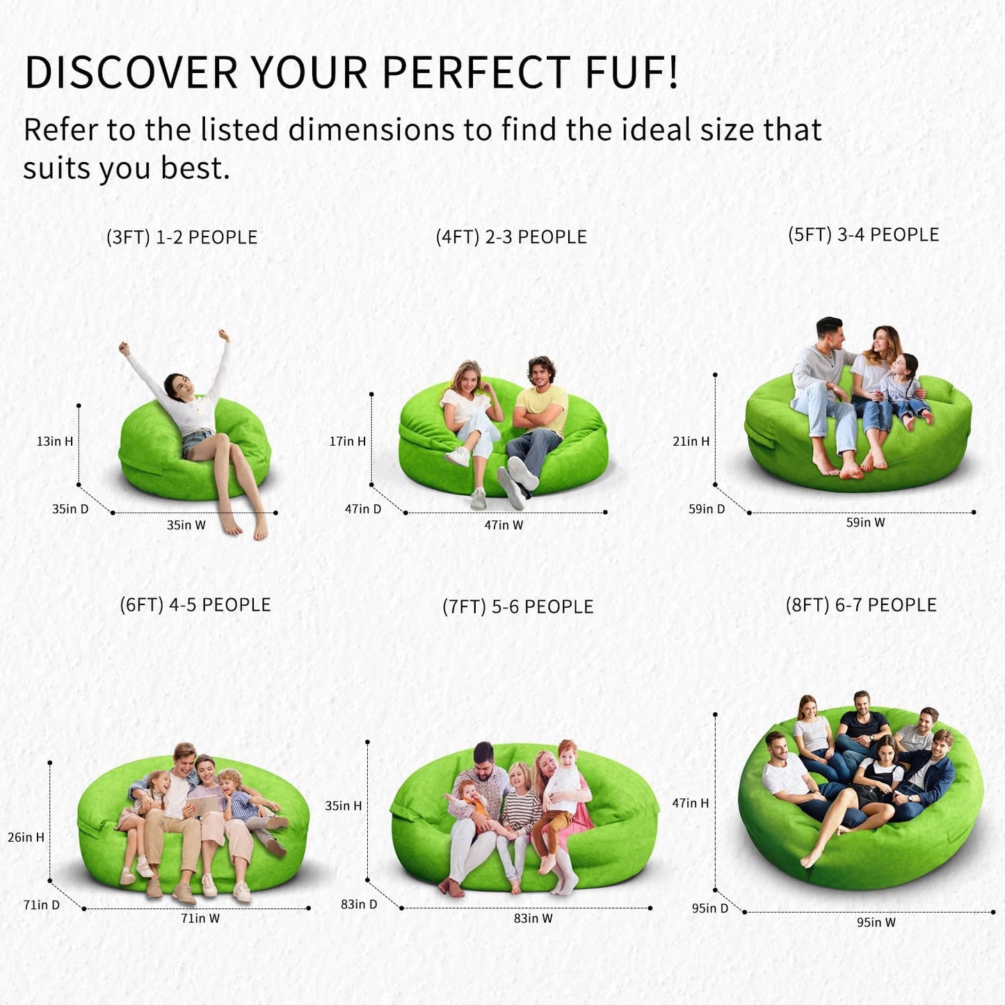 Bean Bag Chair for Adults 4FT,Soft Removable Cover for Teens/Girls Bedroom,Fluffy Giant Round Floor Beanbag Lounger Chairs (No Filler,Green)