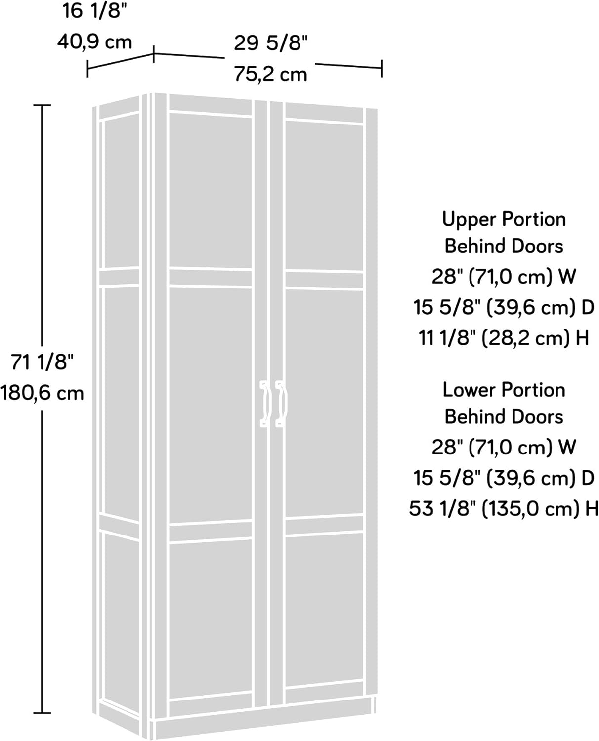 Sauder Select Storage Cabinet, Pantry Cabinet Kitchen Storage with Adjustable Shelves, Bathroom Storage Cabinet, in Silver Sycamore