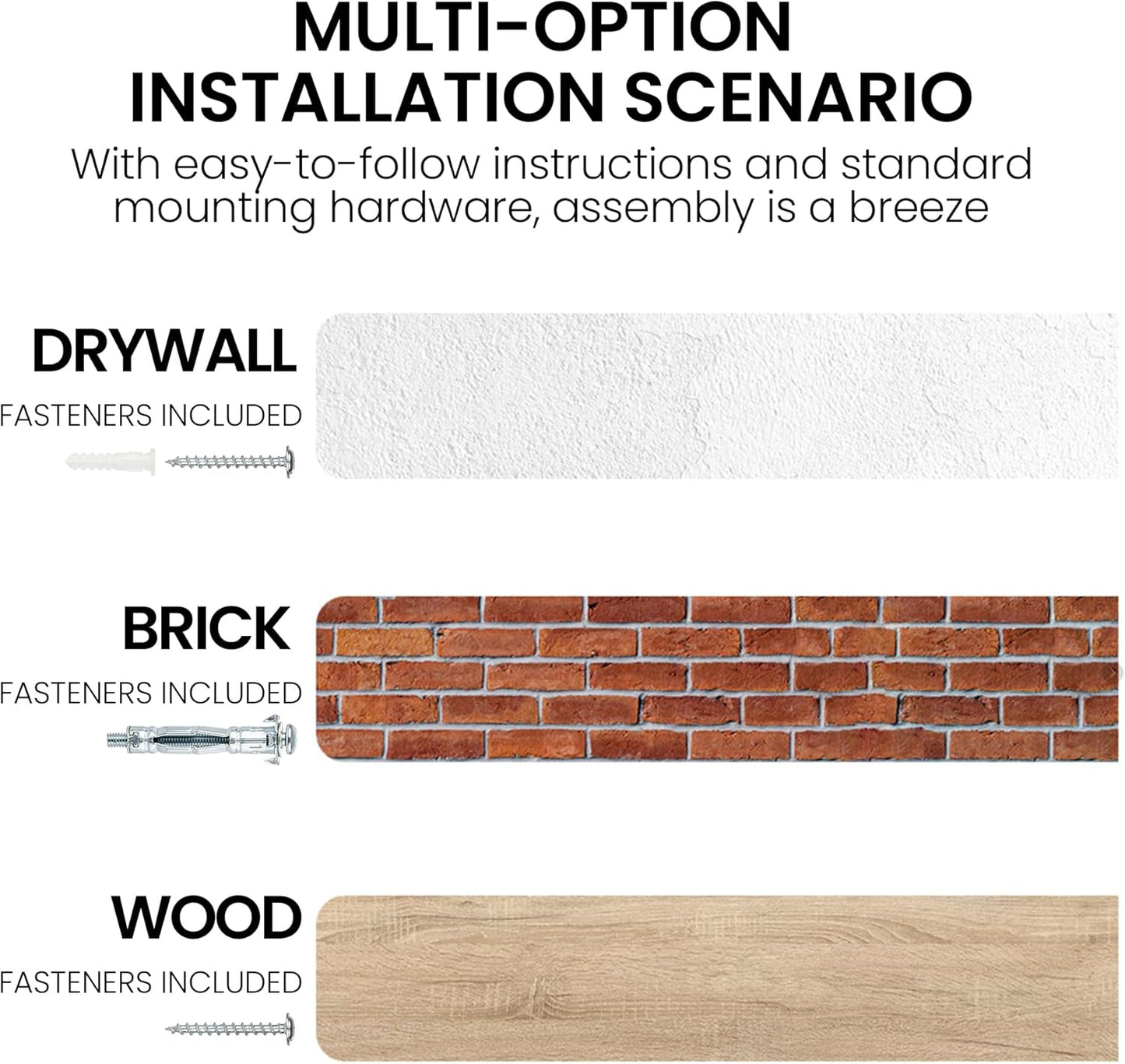 Fun Memories Floating Shelves for Wall, 48"x9.3" Rustic Solid Live-Edge Elm Wood Wall Shelves, Heavy-Duty Floating Shelves with Invisible Brackets for Living Room, Bedroom, and Kitchen, Grey Finish