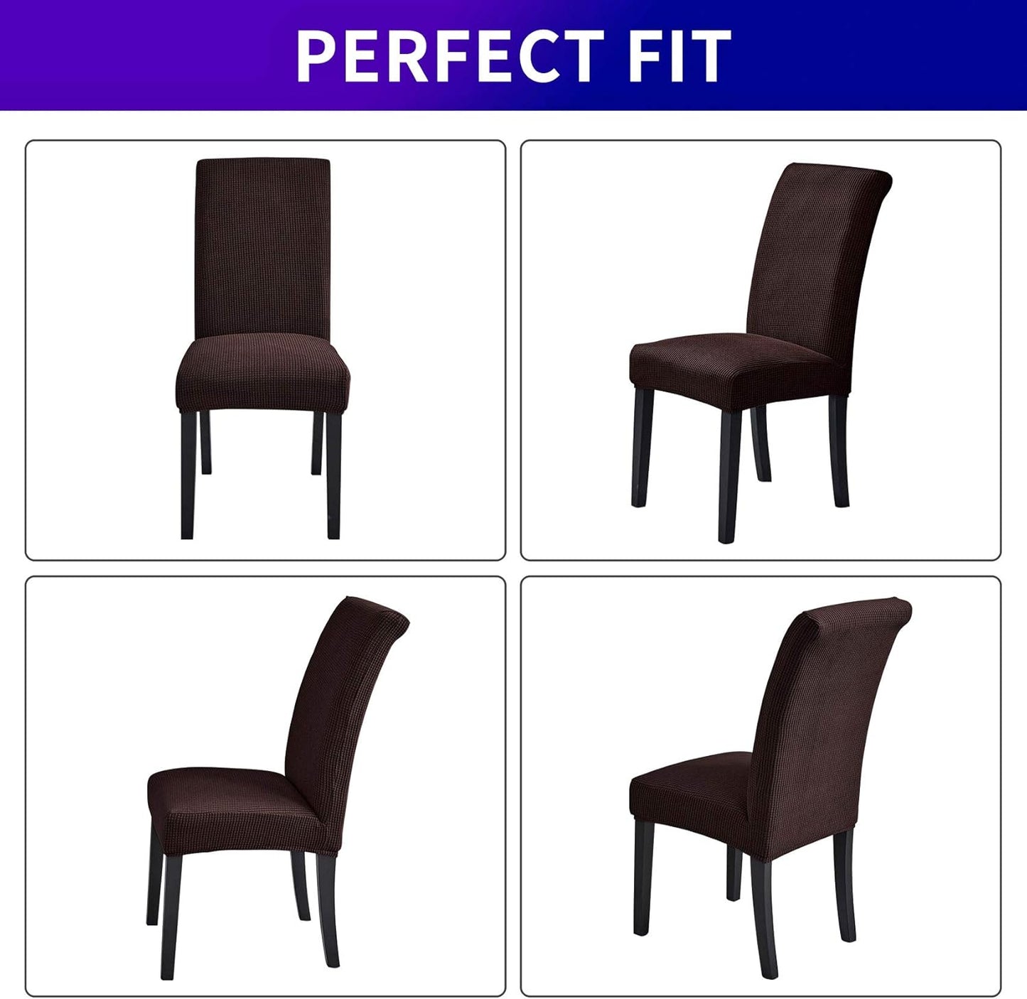 Howhic Stretch Chair Covers for Dining Room Set of 6, Removable Washable Dining Room Chair Covers, Dining Chair Slipcovers Seat Protector, Great for Home and Banquet Decor (Chocolate, 6 Pack)