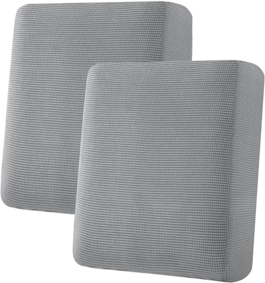 H.VERSAILTEX Super Stretch Individual Seat Sofa Covers Couch Slipcover Sets Thick Jacquard Textured Twill Fabric (2 Piece Medium Cushion Covers, Dove)