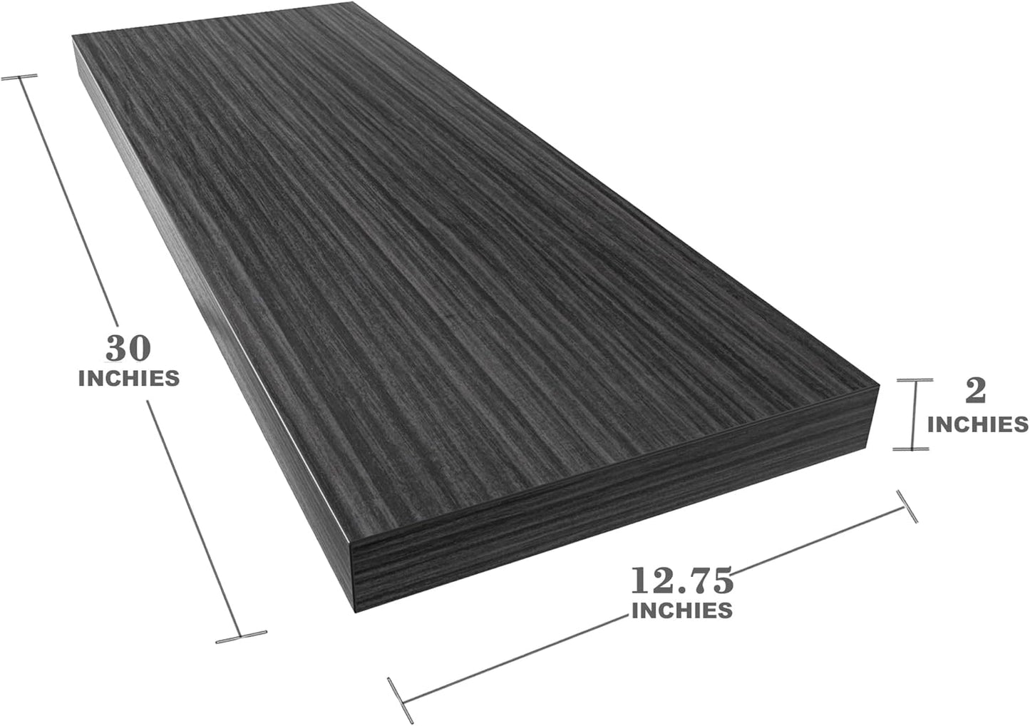 Large Floating Shelves for Wall Set of 3 Wooden Wall Shelves 30 in x 12.75 in x 2 in Room Decor Long Shelf with Invisible Wall Mount Bracket for Bedroom Kitchen Living Room Black Wood