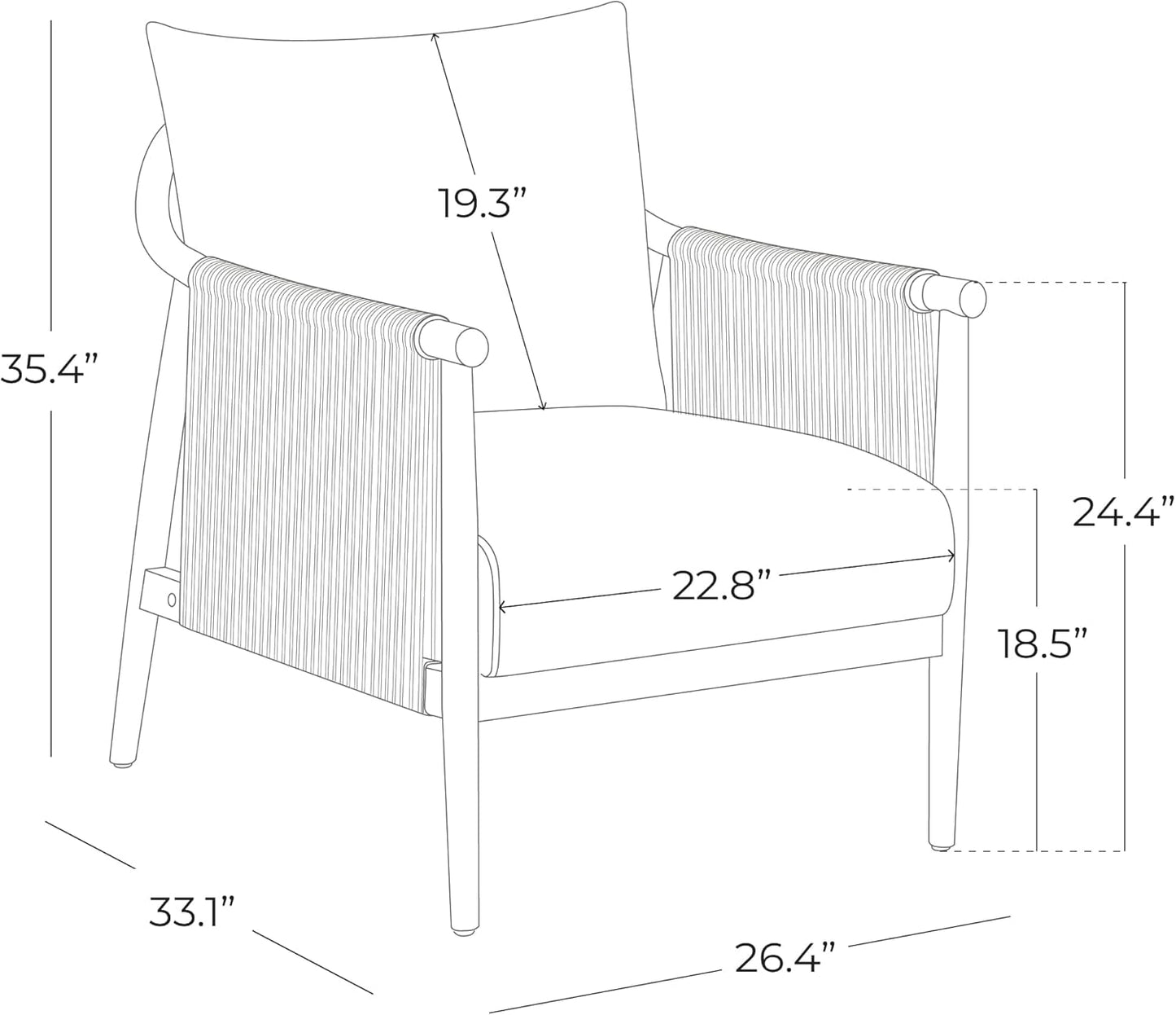 CHITA Braid Armchair, Modern Accent Chair for Living Room, Cream