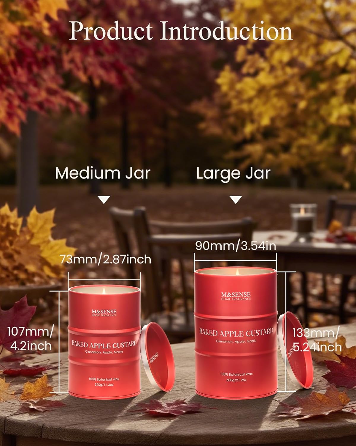 M&SENSE Baked Apple Scented Candles Large, Natural Soy Candles 21.2oz 120 Hour Slow Burning,Aromatherapy Candle for Stress Relief Meditation Relaxing