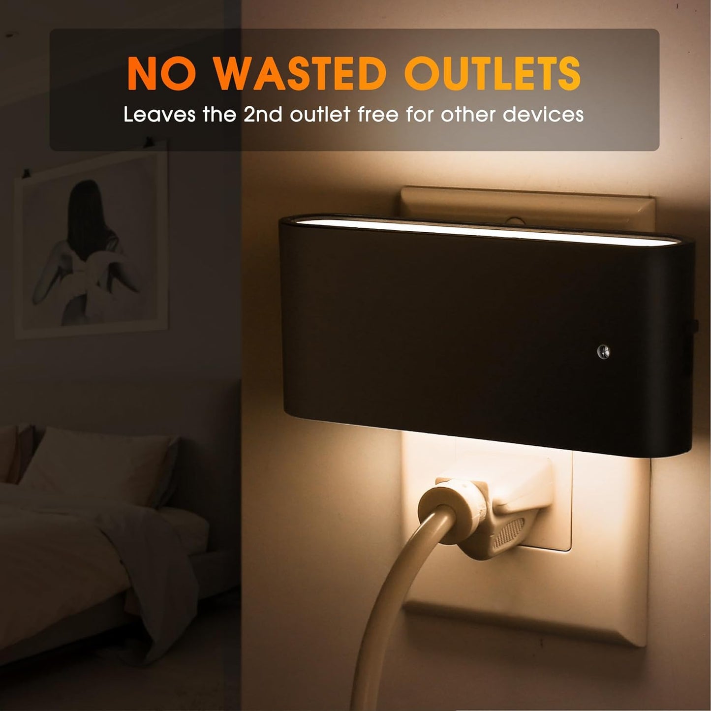 Briignite Night Lights Plug into Wall, 2 Pack, LED Night Light with Dusk to Dawn Light Sensor, Dimmable NightLight Plug in, 3000K Soft White Nightlight for Kids Room Bedroom Hallway Kitchen