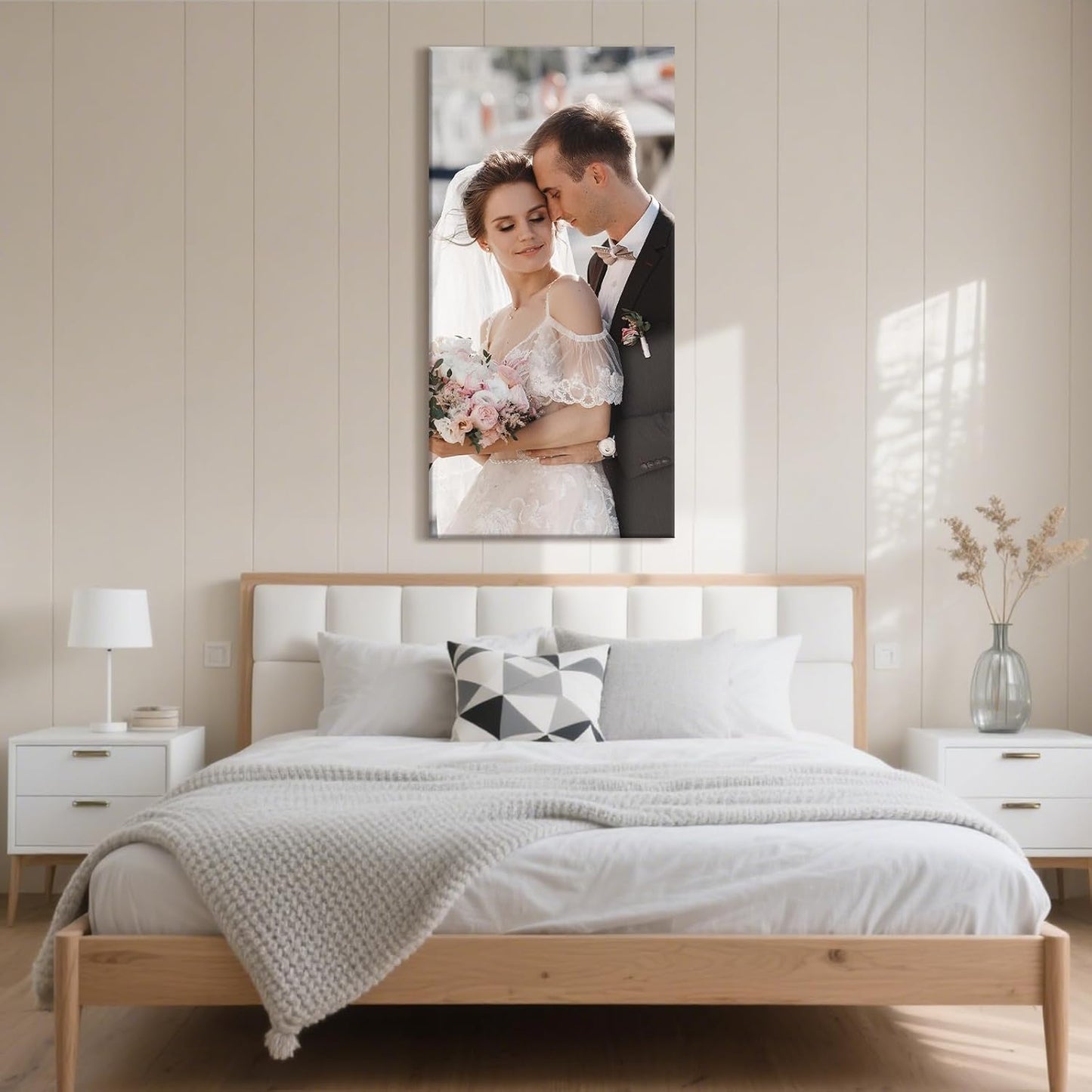 Personalized Custom Canvas Prints with Your Photos & Text, Customized Picture Print, Transform Own Images Into Framed Wall Art Digitally Printed Photo to Canvas, Keepsakes Gifts for Family 24x48’’