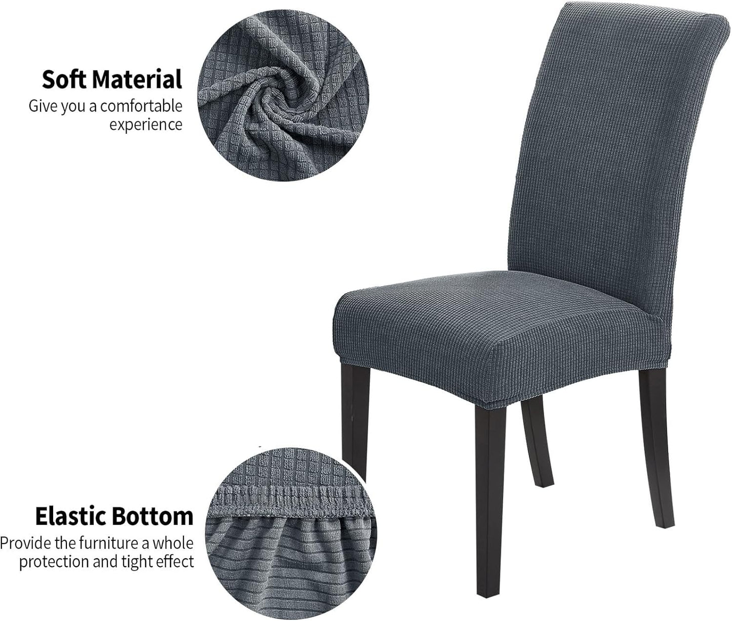 Joccun Chair Covers for Dining Room Set of 8, Dining Chair Slipcovers Stretch Dining Room Chair Covers Seat Protector,Washable Parsons Chair Cover for Home,Hotel,Banquet(Gray,8 Pack)