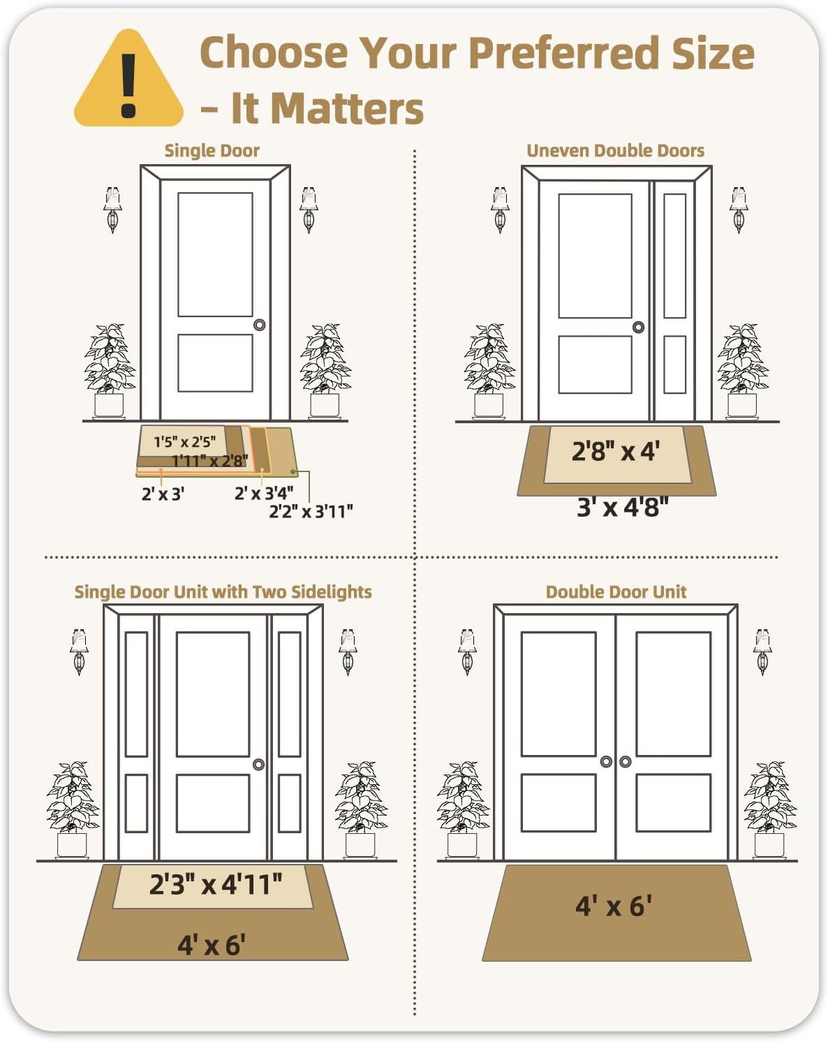 Color&Geometry Front Door Mat Indoor 27"x59", Ultra Non Slip Rubber Backed Dirt Trapper, Low Profile Thin washable, Easy Clean Entry Entryway Rug Door Mat Indoor Entrance, Khaki (Rolled-up NO Creases)