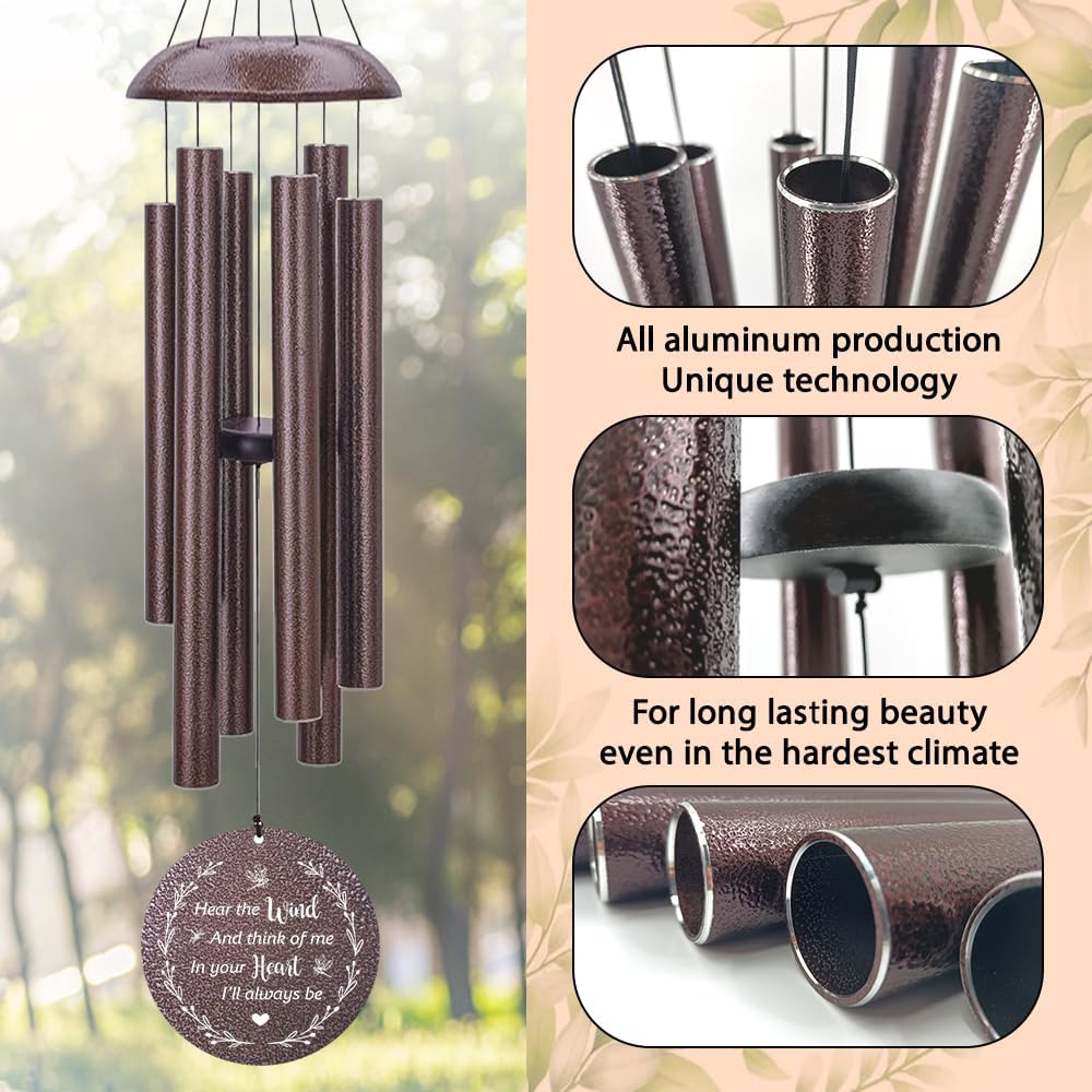 Personalized Wind Chimes, Wind Chimes for Loss of Loved Father/Mother/Lover, Commemorative Sympathy Bereavement Gifts for Condolences/Funeral (36 inch)