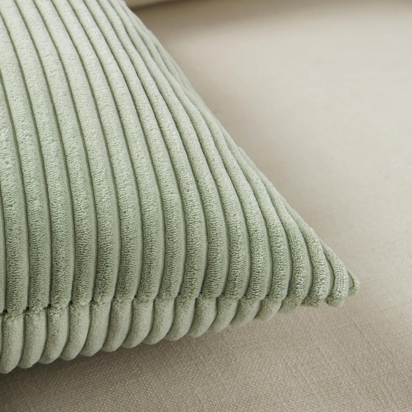 Fancy Homi 2 Packs Sage Green Euro Decorative Throw Pillow Covers 28x28 Inch for Bedroom Couch Bed, Farmhouse Boho Home Decor, Soft Corss Corduroy Patchwork Textured Square Cushion Case 71x71 cm