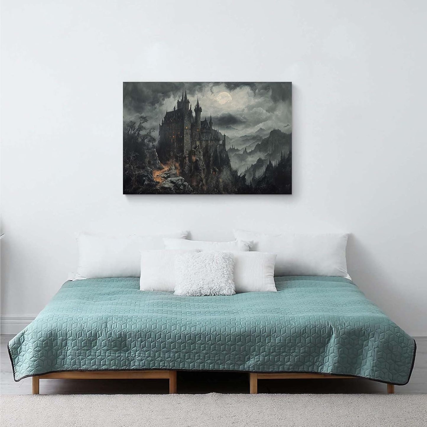 Vintage Castle Poster Dark Academy Victorian Gothic Castle Wall Art Poster Moody Mystical Art Print Suitable for Home Living Room Bedroom8x12in Wood Framed