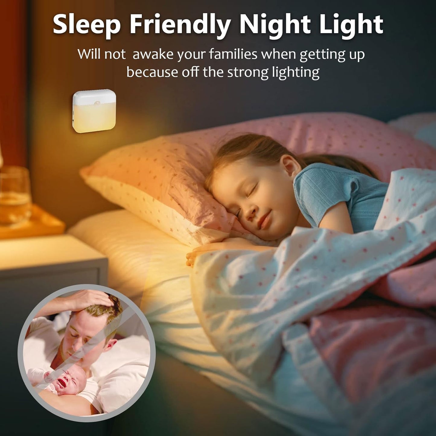 LED Motion Sensor Light - 3 Pack 2 Color USB Rechargeable With Dusk to Dawn Sensor, Stick-On Anywhere Magnetic for Bedroom Bathroom Under Cabinet Closet Wardrobe Stairway