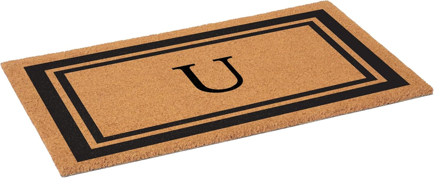 Calloway Mills 152961830U Black Border 18" x 30" Monogram Doormat, (Letter U)