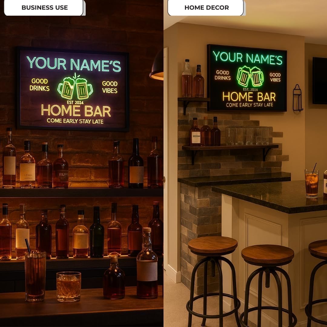 LIGHT UP LUXE Always Happy Hour Neon Sign, Bar Sign for Home Bar, Palm Tree  & Sun Wall Decor, Summer Vibes Neon Light for Patio and  Poolside