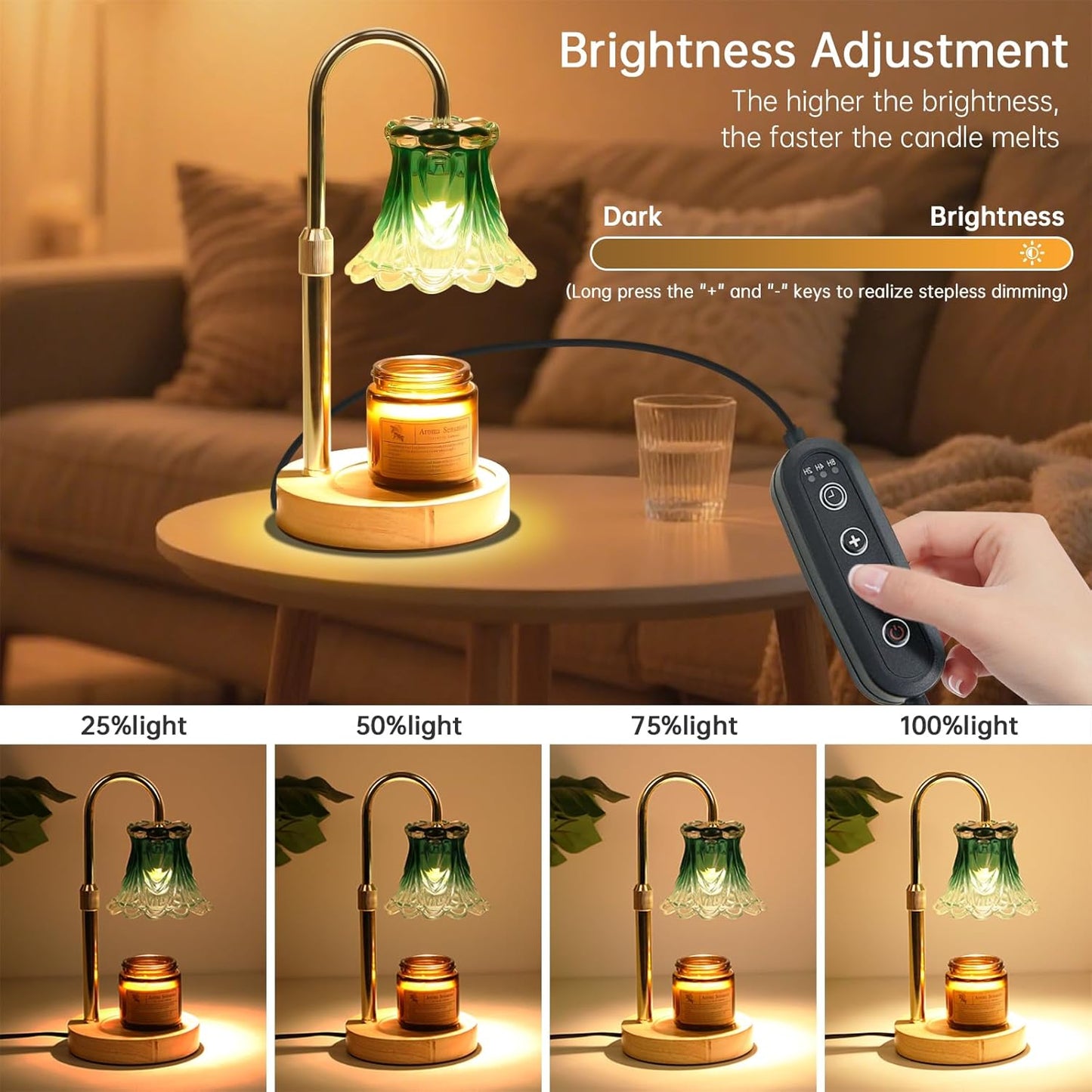 GEEZO Fragrance Candle Warmer Lamp，Electric Candle Warmer with Timer & Dimmer，Mom Christmas Birthday Gifts for Women, House Warming Gifts New Home Bedroom Decor