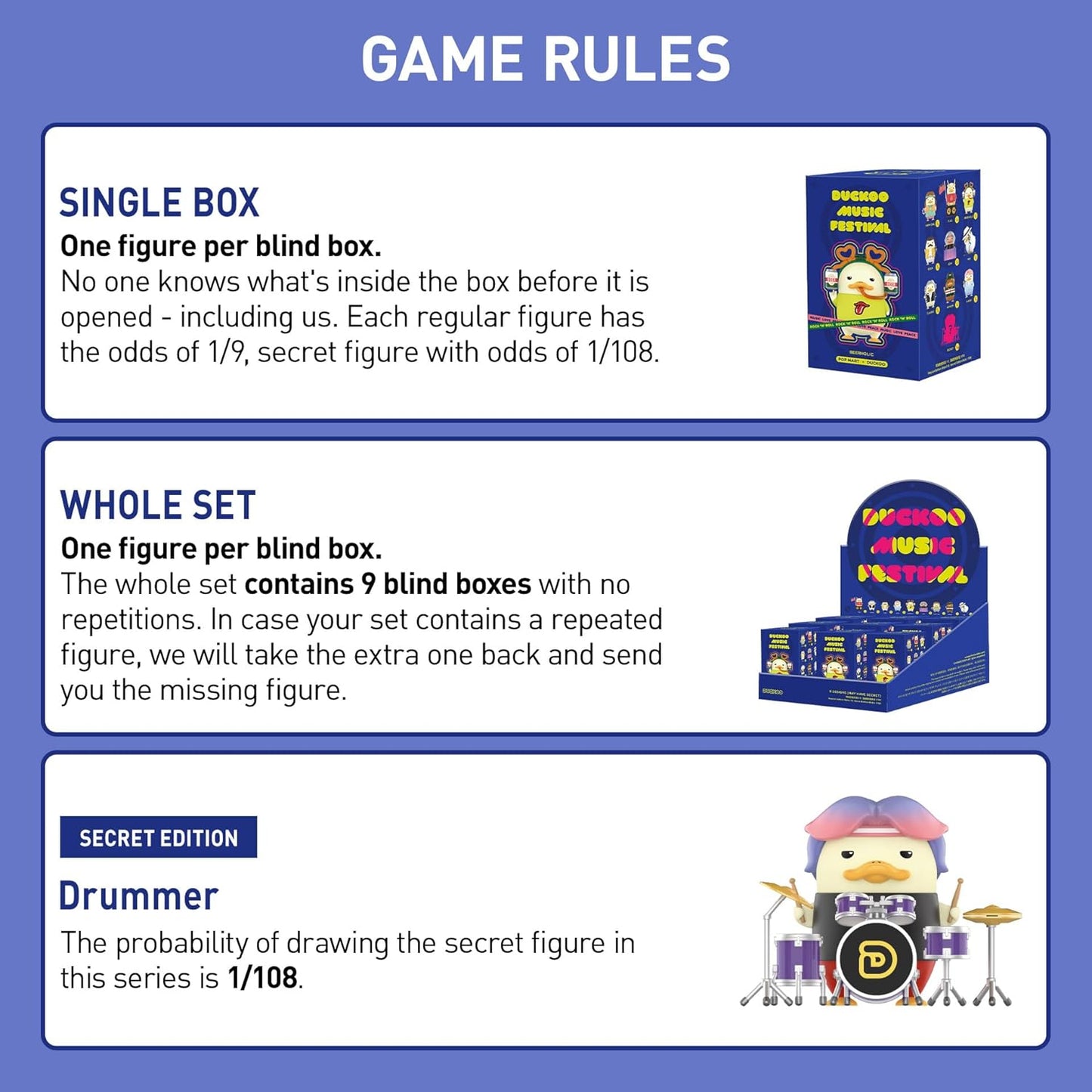 POP MART DUCKOO Music Festival Series Blind Box Figures, Random Design Action Figures Collectible Toys Home Decorations, Holiday Birthday Gifts for Girls and Boys, Single Box